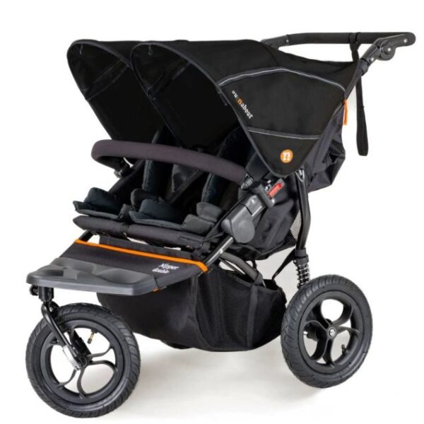 Out'n'About Nipper Double V5 Pushchair Lightweight, all-terrain buggy for two, suitable from birth to 4 years - Summit Black