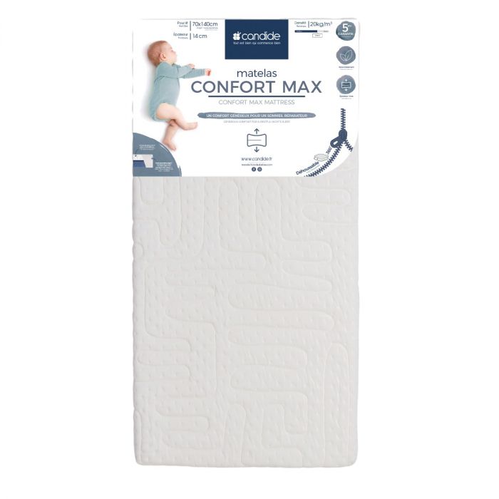 Candide Comfort Max Baby Mattress 70x140 cm – Removable 360° Cover