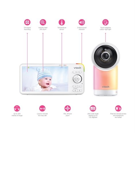 VTech Smart Video RM5766HD 5 inch WiFi Pan & Tilt Baby Monitor - Image 2