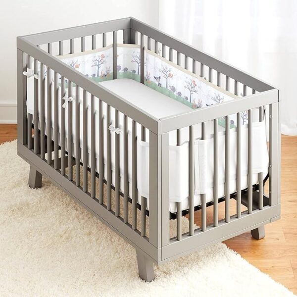 BreathableBaby Mesh Cot Bed Liner – Classic Collection – Fits 4 Sides – Safe Anti-Bumper Design – Woodland Walk