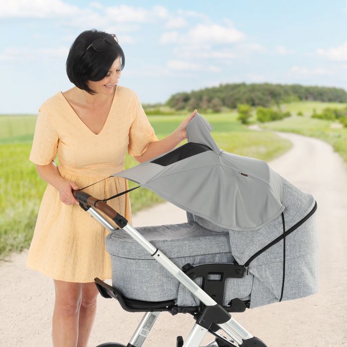 ShineSafe Premium Universal UVF50 Protection Pram Sunshade & Windbreaker - Grey - Image 3