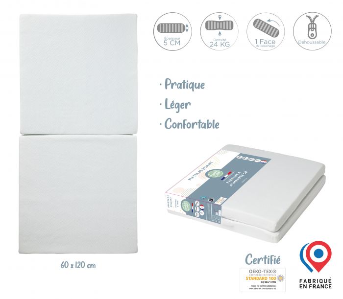 Babycalin Folding Cot Mattress 120 x 60cm - Image 4