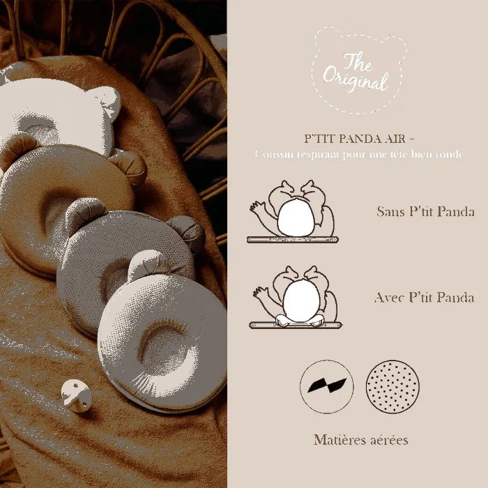 Candide Petit Panda AIR+ Breathable Baby Pillow, prevents flathead & overheating - Kaki Green - Image 6