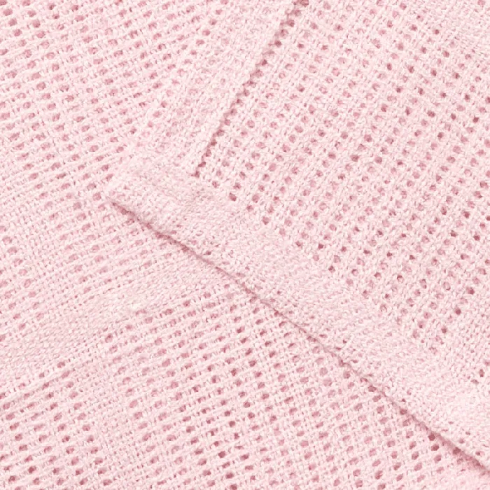 Soft Cotton Cellular Cot Blanket - Pink - Image 5