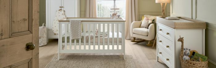 Mamas & Papas Wedmore 2 Piece Cotbed Set with Dresser Changer - White/Natural - Image 2