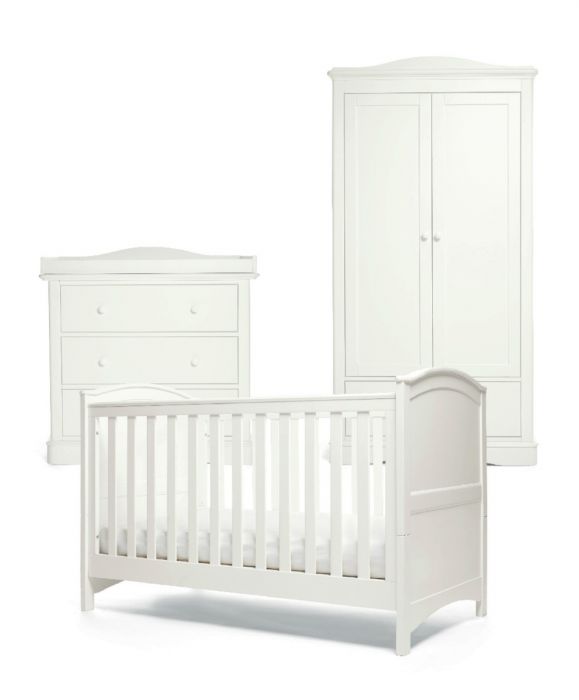 Mamas & Papas Flyn 3 Piece White Cotbed Range with Dresser Changer & Wardrobe - Image 12