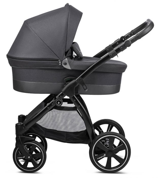 Noordi Sole.Go 3 in 1 Pram, Travel System includes Chassis, Carrycot, Seat Unit, Bumper bar, Mattress, Pram Bag, Raincover, Insect net, Cup Holder, Car seat & adaptors - Black - Image 7